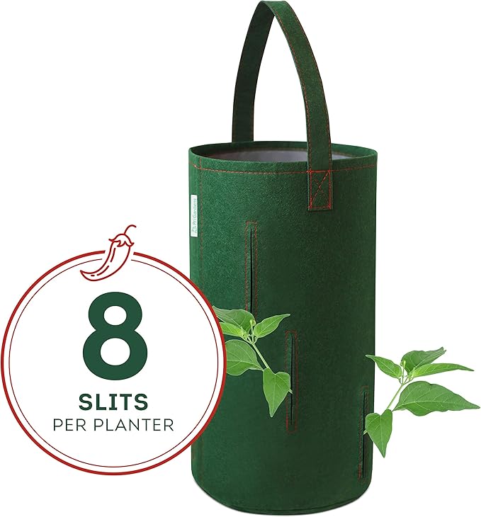 Hanging Aeration Planter for Hot Peppers, Strawberries and Herbs, Eight Holes Per Planter