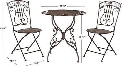 SAFAVIEH PAT5028A Outdoor Collection Semly Pearl White 3-Piece Bistro Set