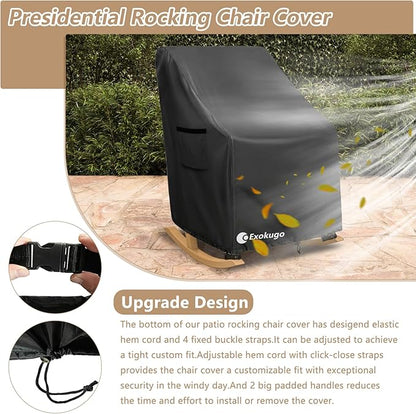 Outdoor Rocking Chair Covers 600D Heavy Duty Waterproof - Patio Furniture Covers for Rocking Chair Cover - All Weather Protection 27x34x45 Inches Black