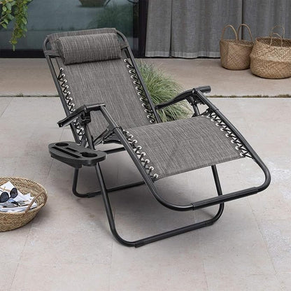 Homall Zero Gravity Chair Adjustable Folding Lawn Lounge Chairs Outdoor Lounge Gravity Chair Camp Reclining Lounge Chair with Pillows for Poolside Backyard and Beach Set of 2 (Double-Gray)