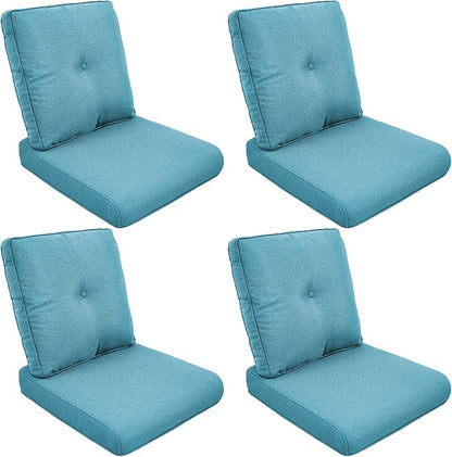 Patio Cushions for Outdoor Furniture - 22" x 25" x 4" UV Resistant Thick Foam Cushions Water Resistant Replacement Cushion for Outdoor Patio Furniture Chair/Sofa/Couch | Light Blue | 4-Pack |