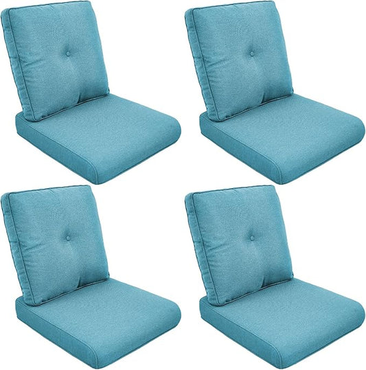 Patio Cushions for Outdoor Furniture - 22" x 25" x 4" UV Resistant Thick Foam Cushions Water Resistant Replacement Cushion for Outdoor Patio Furniture Chair/Sofa/Couch | Light Blue | 4-Pack |