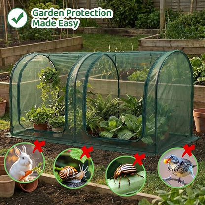 Crop Cage for Garden,98"x49"x49" Tunnel Plant Netting Cover with Zipper,Garden Bed Cover for Protection for Vegetables Fruits,Garden Cage for Plant and Animal