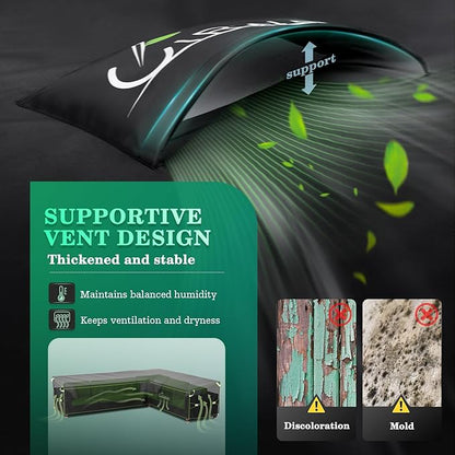 UIRWAY L-Shape Outdoor Sectional Sofa Cover Waterproof with Air Vent, 110" L/85" L x 33.5" D x 31" H (Left Side Long), Heavy Duty Patio Furniture Covers, Outdoor Couch Cover with Reflective Strips