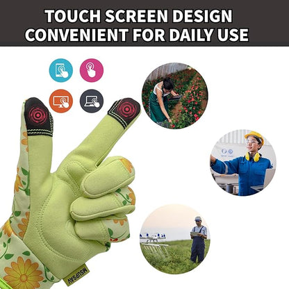 Thorn Proof&Puncture Resistant Gardening Gloves with Grip,Garden Glove for Women, Leather Yard Work Gifts