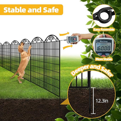 15 Panels No Dig Dog Fence Outdoor for Yard, 33in(H) x 32.5ft(W) Tall Animal Barrier Fencing Panels, Rustproof Ground Stakes Temporary Wire Screen for Patio