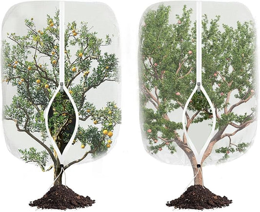 Large Fruit Tree Netting, 2 Pack 8x8Ft Garden Netting Pest Barrier Mesh Covers Bags with Zipper and Drawstring Insect Bird Cover Netting Plant Protection Covers for Vegetables Bushes