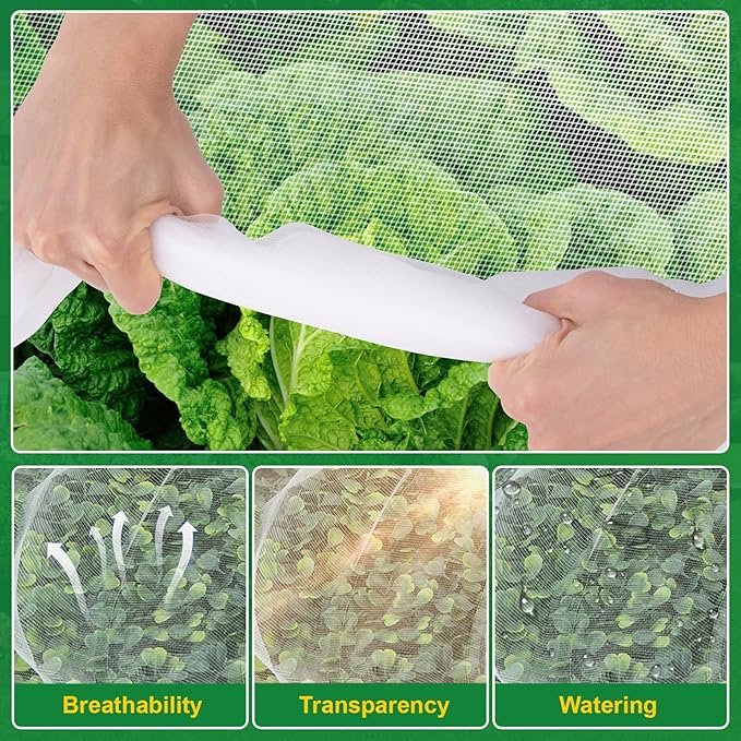 NONMON Garden Netting, 2 Pack 10x33Ft Ultra Fine Mesh Insect Netting Pest Barrier Protection Plant Row Cover Mosquito Netting for Vegetable Fruits Blueberry Bushes Flowers Crops Raised Bed