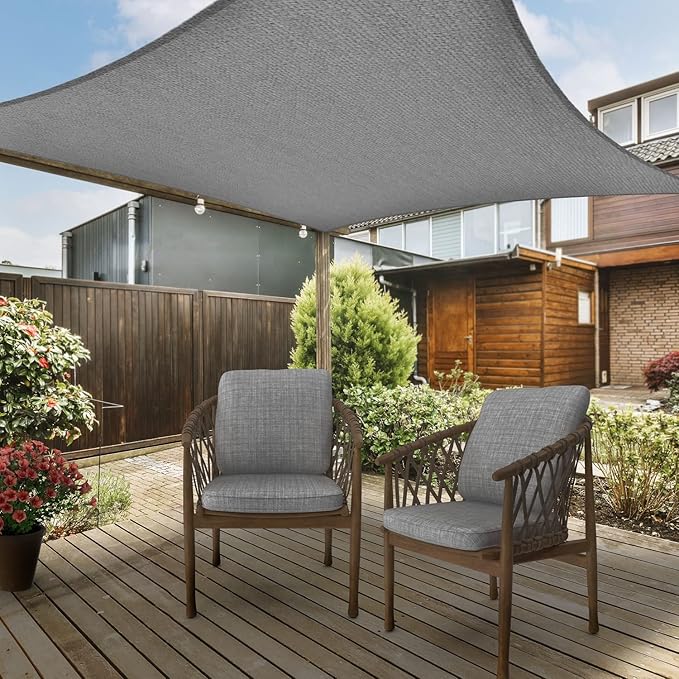 AsterOutdoor Sun Shade Sail Rectangle 10' x 13' UV Block Canopy for Patio Backyard Lawn Garden Outdoor Activities, Gray