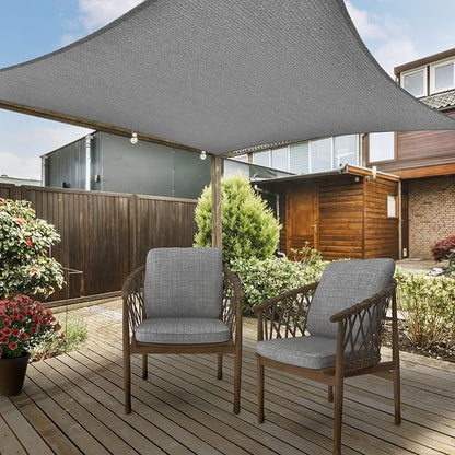 AsterOutdoor Sun Shade Sail Rectangle 10' x 13' UV Block Canopy for Patio Backyard Lawn Garden Outdoor Activities, Gray