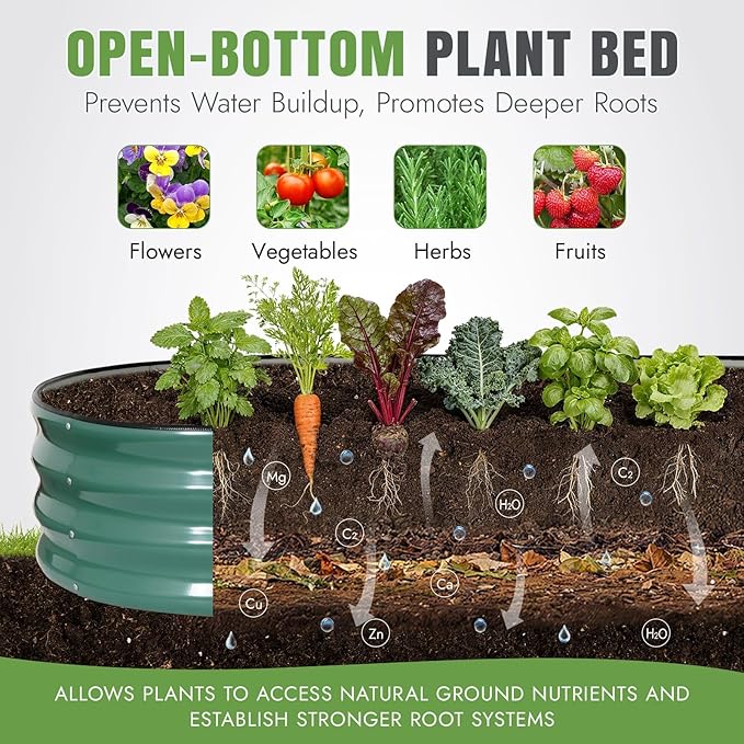 INNO STAGE Galvanized Raised Garden Bed, 6x3x1FT Oval Metal Raised Garden Beds for Vegetables, Rust-Resistant & Easy Assembly, Outdoor Planter Box for Gardening, Flowers, Herbs (Green)