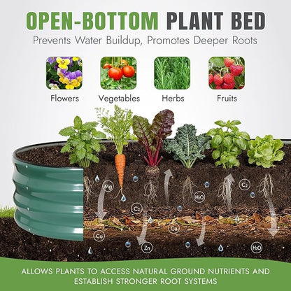 INNO STAGE Galvanized Raised Garden Bed, 6x3x1FT Oval Metal Raised Garden Beds for Vegetables, Rust-Resistant & Easy Assembly, Outdoor Planter Box for Gardening, Flowers, Herbs (Green)