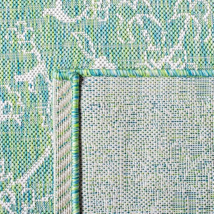 SAFAVIEH Washable Rug Outdoor Courtyard Collection - 2'3" x 12' Runner, Green & Ivory, Non-Shedding & Easy Cleaning, Ideal for Patio, Entryway, Mudroom, Hallway, Kitchen (CY8680-55721)