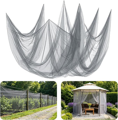 ANPHSIN 40x10ft Ultra fine Mosquito Net for Patio - Mesh Netting Screen for Outdoor Garden Porch Balcony, Protects Skin & Plants from Bugs, Birds, Gray