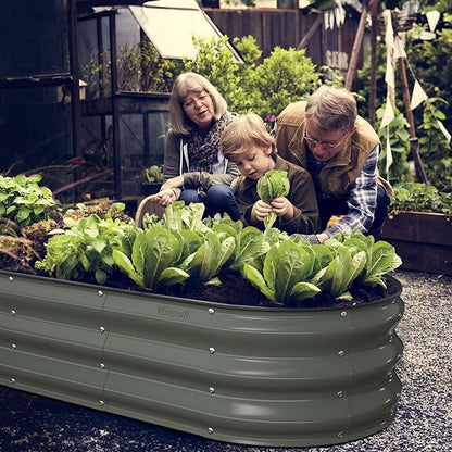 Winpull Raised Garden Bed Kit, 5x2x1 ft Galvanized Planter Box Outdoor with Safety Edging, Large Metal Raised Beds for Gardening Vegetables Flower Fruits (Volcanic Ash)