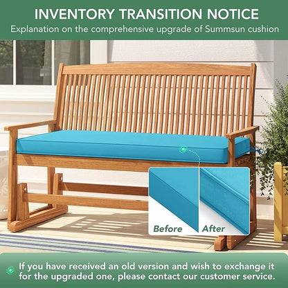 Summsun Outdoor Bench Cushion: Waterproof and Fade Resistant Patio Furniture Cushions - Non-Slip Bench Pad Cushion with Removable Cover for Garden Swing Porch Sofa Settee, 45 x 18 Inch, Teal