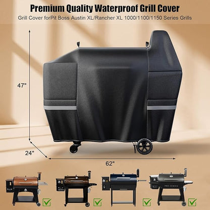 Grill Cover for Pit Boss Austin XL, 600D Pellet Smoker Cover for Pitboss 1000 Series, 1000D3, 1000S, 1000SC, 1000SQ, 1000SC2, 1100 Pro, Rancher XL 1000, 1150 & Z Grill 1000 Series Wood Pellet Grills