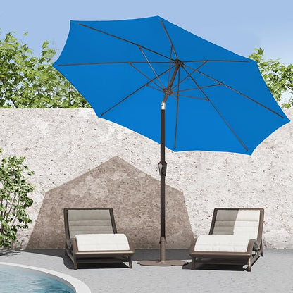 PatioKingdom 9FT Patio Outdoor Umbrella-UPF 50+ Sun Shade with Wind Vent, Push-Button Tilt & Smooth Crank Lift, Rust-Resistant Fiberglass Frame for Garden, Backyard,Yard (Royal Blue, 9FT)