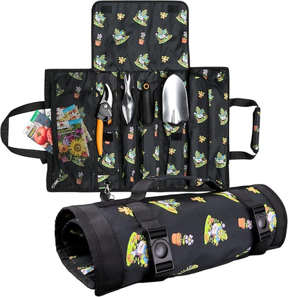 Garden Tool Bag, Roll-Up Garden Tool Holder with Deep Pockets | 900D Polyester Heavy Duty Gardening Tote | Compact Washable Organizer for Tools, Seeds, and Essentials (Tools Not Included)
