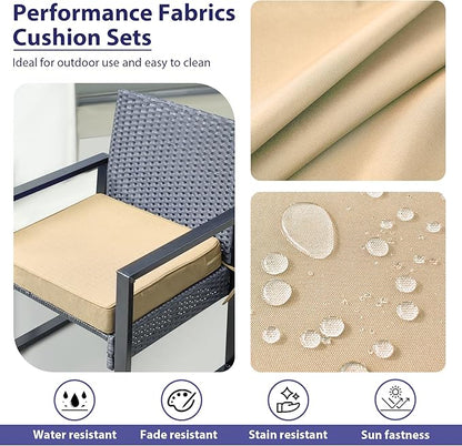 Outdoor Chair Cushions Set of 4 -Waterproof Outdoor Seat Cushions for Patio Furniture, Patio Chair Cushion with Handle and Ties, Square Out Door Chair Pads,19" x 19" x 3", Beige