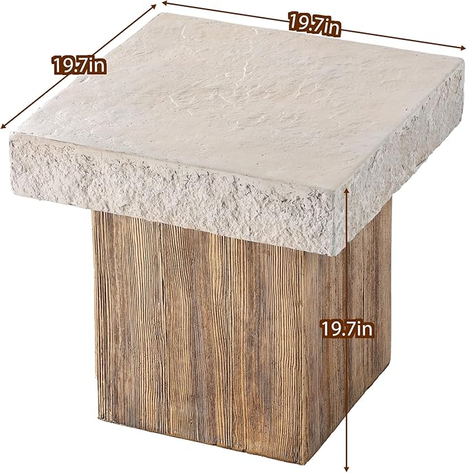 SUNBURY Outdoor Concrete Coffee Table, 20" W Patio Dining Table, Outdoor Table Square in Antique Beige Coffee Table for Patio, Garden, Backyard