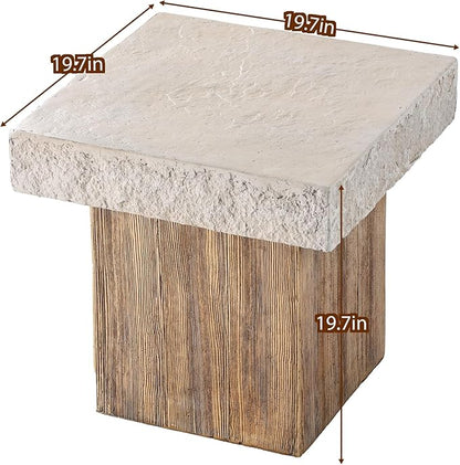 SUNBURY Outdoor Concrete Coffee Table, 20" W Patio Dining Table, Outdoor Table Square in Antique Beige Coffee Table for Patio, Garden, Backyard