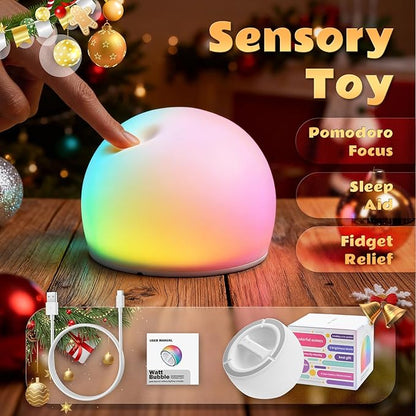 Night Light for Kids, Soft Egg Light with 13 Colors Changing Mode, Interactive Tap Light Stress Relief, LED Sensory Light Ball, Adjustable Brightness Globe Lamp Christmas Gifts, Auto-dim in 30 Minutes