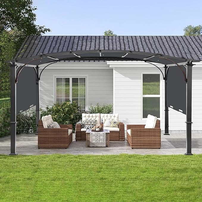 Pergola Canopy Replacement Cover for Lowe's Allen + Roth 10x10 Ft Freestanding Pergola, 200" x 103" Shade Cover, Compatible with Model #L-PG152PST-B,Cover Only (Dark Gray)