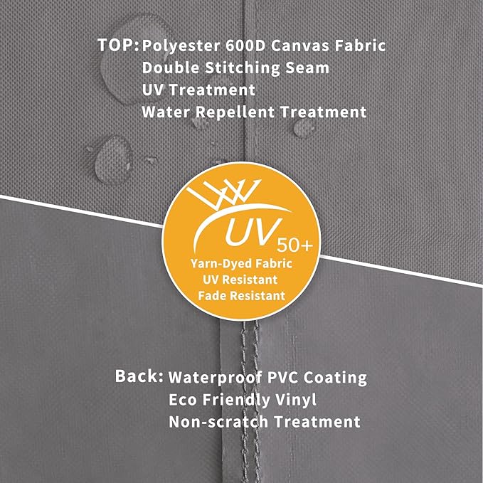 Easy-Going Patio Coffee Table Cover Small Outdoor Rectangular Table Cover, UV Resistant Waterproof Patio Furniture Cover (42"Lx24"Wx16"H, Gray/Black)