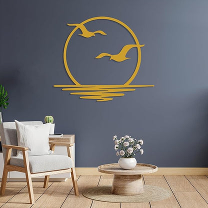 Sunrise Metal Wall Art, Sunset Metal Wall Decor for Living Room, Sunshine Line Art Home Decor Outdoor Indoor, Sun Design Modern Artwork for Walls, Abstract Sunset Wall Decor, Housewarming Gifts