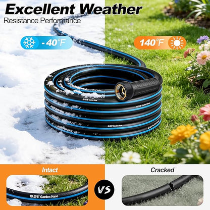 Garden Hose 15FT Non-expandable Heavy Duty Hoses，Kink-free Flexible Water Hose, Leak-proof Hybrid Water Pipe with Male to Female Fittings for Garden, Car, House Cleaning
