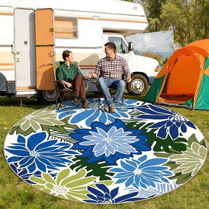 ZonLi Colorful Outdoor Rug 6x6Ft Waterproof Multicolored Indoor Area Rug Washable Outdoor Patio Rugs Tropical Floral Non Slip Outdoor Carpet for Living Room, Pool,Backyard,Deck,Camping