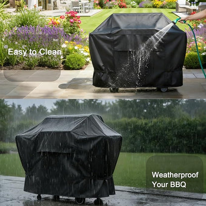 NettyPro Grill Cover for Outdoor Grill 64 inch, Waterproof Heavy Duty Gas BBQ Cover for Outside Weber, Char-Broil, Brinkmann, Jenn Air, Nexgrill 3-4 Burners Barbecue, Black