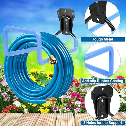 PeoMev 2PCS Hose Hanger Wall Mount - Metal Garden Hose Storage Water Hose Holders for Outside Heavy Duty Hose Reel for Water Hose