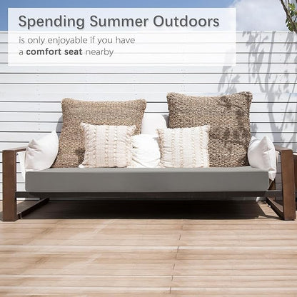 Favoyard Outdoor Bench Cushion 59 x 18 Inch Waterproof Patio Furniture Cushions 3-Year Color Fastness Garden Sofa Settee Couch Swing Pads with Handle and Attach Ties, Light Gray