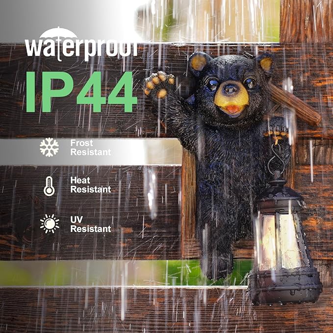 Bear Tree Hugger with Solar Lantern - Resin Bear Statue for Outdoor Garden Decor - Ideal Housewarming & Birthday Gifts for Grandma Mom Women