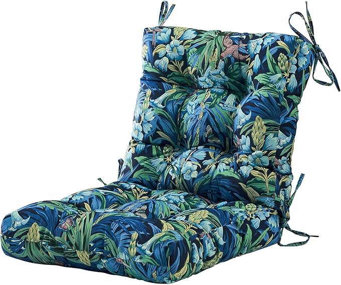 ARTPLAN Seat/Back Outdoor Chair Cushion,Set of 4 Patio Chair Cushion with Tie,Tufted Replacement for Patio Furniture,40x20x4 Inches,4 Count,Floral