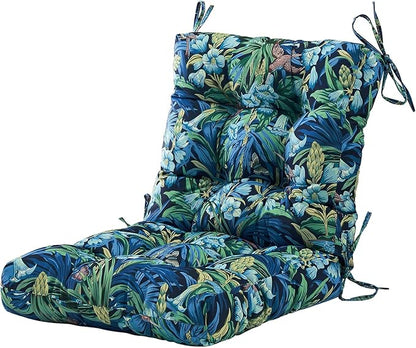 ARTPLAN Seat/Back Outdoor Chair Cushion,Set of 4 Patio Chair Cushion with Tie,Tufted Replacement for Patio Furniture,40x20x4 Inches,4 Count,Floral