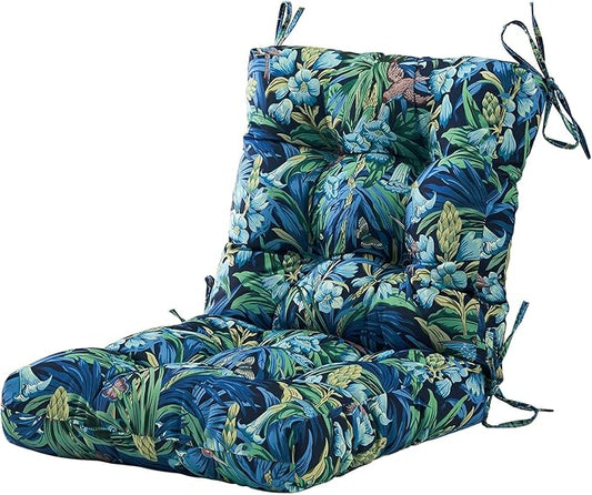 ARTPLAN Seat/Back Outdoor Chair Cushion,Set of 4 Patio Chair Cushion with Tie,Tufted Replacement for Patio Furniture,40x20x4 Inches,4 Count,Floral