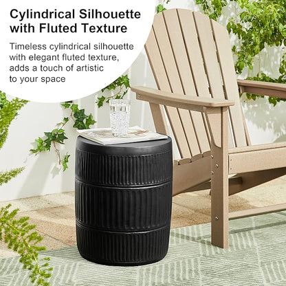Giltzhome Decorative Garden Stool, 18.5" H Antique End Side Table Planter Stand for Garden Patio Lawn Home Indoor Outdoor, Black