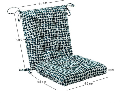 Outdoor Patio Cushion, Rocking Chair Cushion, Tufted Pads, Set of Upper and Lower with Ties Pack of 2 (2 Sets) - Back 20"×17", Seat 17"×17" (Green Houndstooth)