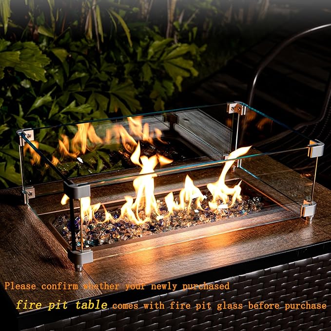GASPRO 10 lbs Fire Glass for Propane Fire Pit, 1/2-Inch Reflective Fireplace Glass Rocks for Fire Pit Table, Blend of Cobalt Blue, Caribbean Blue and Platinum