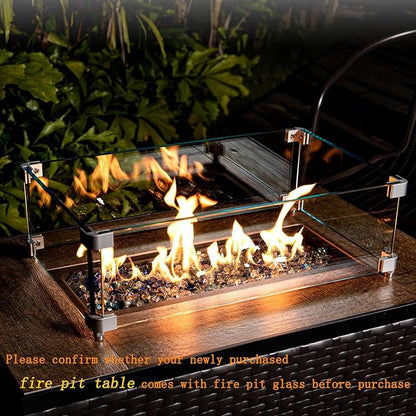 GASPRO 10 lbs Fire Glass for Propane Fire Pit, 1/2-Inch Reflective Fireplace Glass Rocks for Fire Pit Table, Blend of Cobalt Blue, Caribbean Blue and Platinum