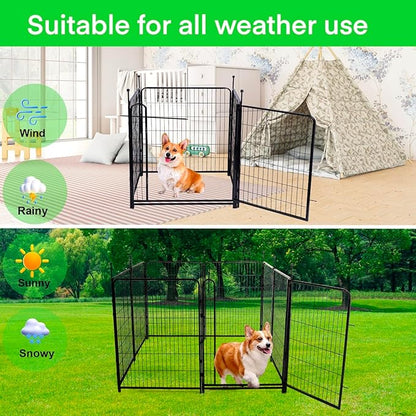 Garden Fencing 40 inch High, Dog Fence Outdoor for Yard, 21"Wide Low Threshold Gate,Heavy Duty Metal Fencing for Garden Beds, Animal Barrier Fence,Flowers Fences Border,4 Panels Total 8.9 Ft