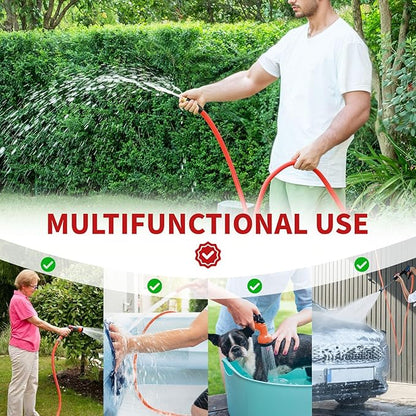 Garden Hose 75 ft x 5/8” Hot Water Hose,-50°F to 190°F, Burst 600Psi Flexible & Lightweight Upgraded Rubber Hoses,3/4” Solid Fittings for All-weather Outdoor Lawn & Garden