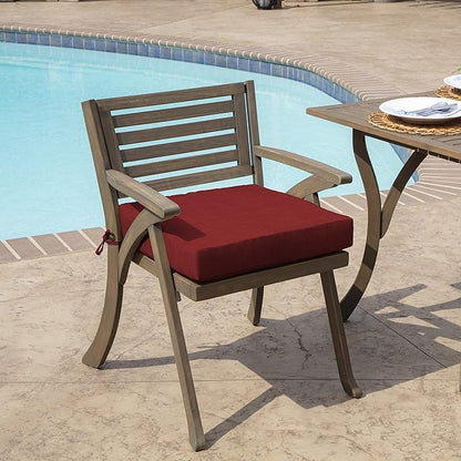 Arden Foam Outdoor Seat Cushions (2-Pack), 19 x 19, Premium High-Density Foam, Never Flattens, Weather-Proof for Outdoor Chairs Ruby Red Leala