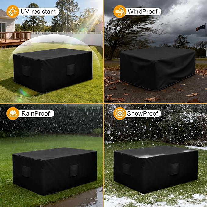 HDCAXKJ Patio Furniture Covers Waterproof Outdoor Couch Cover with Bottom Zipper Seal Heavy Duty Lawn Patio Sofa Cover Chair Loveseat Sectional Set Sofa Protector (Black & Brown, 78" Lx37 Wx35 H)
