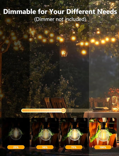 50FT LED Outdoor String Lights, G40 Globe Christmas String Lights Waterproof with 25 Warm White Bulbs & 2 Spare, Connectable Hanging Lights for Patio Backyard Porch Christmas Party Decor