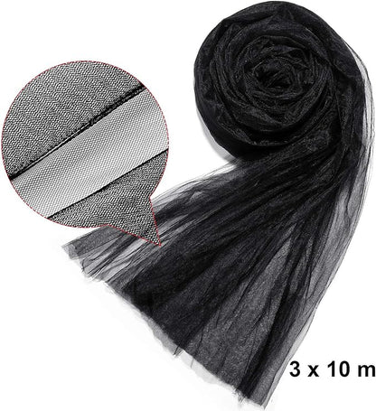 Zonon 10 x 33ft Mosquito Netting Garden Insect Bug Mesh Netting Garden Patio Mesh Screen Net Fly Insect Bug Bird Net Barrier for Patio Balcony Porch Gazebo Vegetables Fruits Plant Protection(Black)