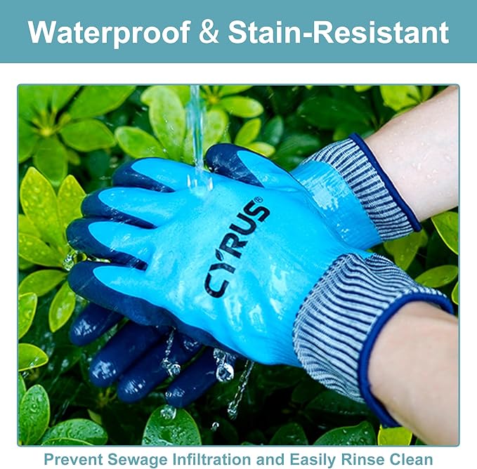 CYRUS Nitrile Gardening Gloves for Women＆Men, Thorn-Proof Garden Gloves,Work for Yard Garden, Weeding, Digging, Pruning